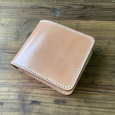 ナチュラルコードバン×栃木レザー 二つ折り財布 小銭入れあり