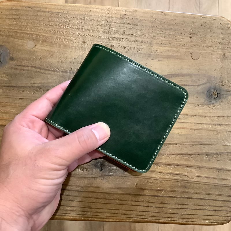オイルコードバングリーン×ルガトショルダーオレンジ 二つ折り財布