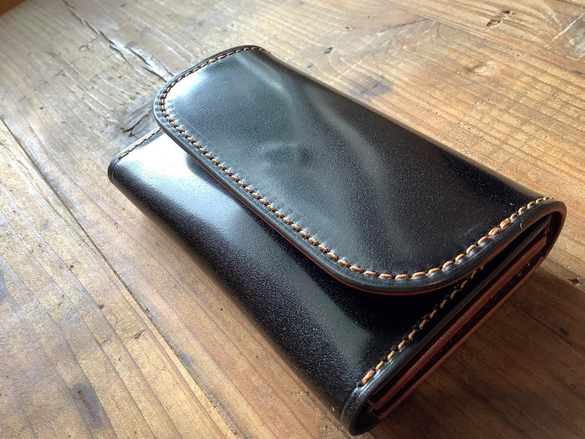 オイルコードバン黒×オイルコードバンバーガンディ 名刺入れ