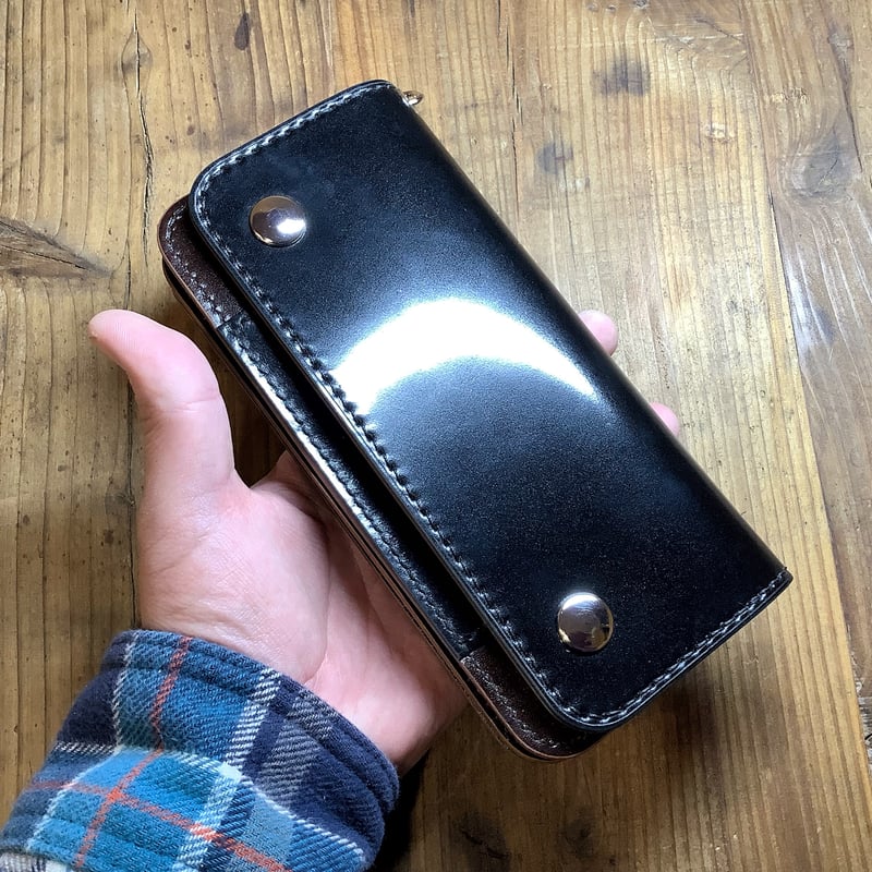 コードバン　トラッカーウォレット　黒　3層 楽天市場】トラッカーズウォレット コードバン TYPE II 黒【長財布