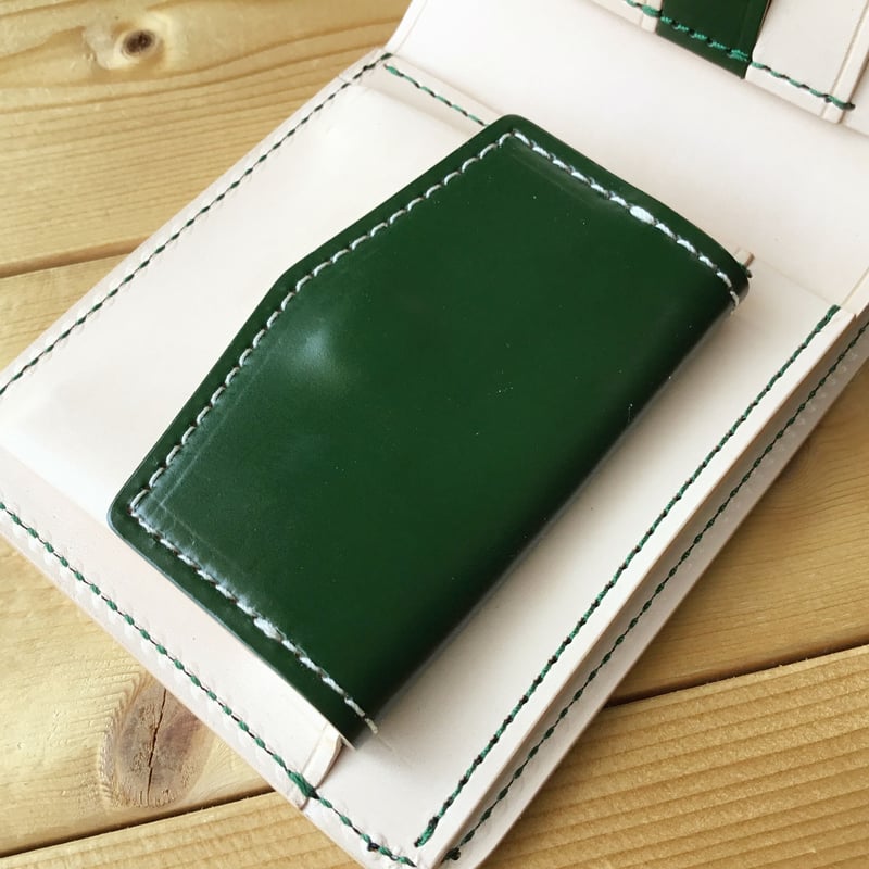 二つ折りミニウオレット　コードバングリーン コードバン 二つ折り財布 - British Green - | ETiAM