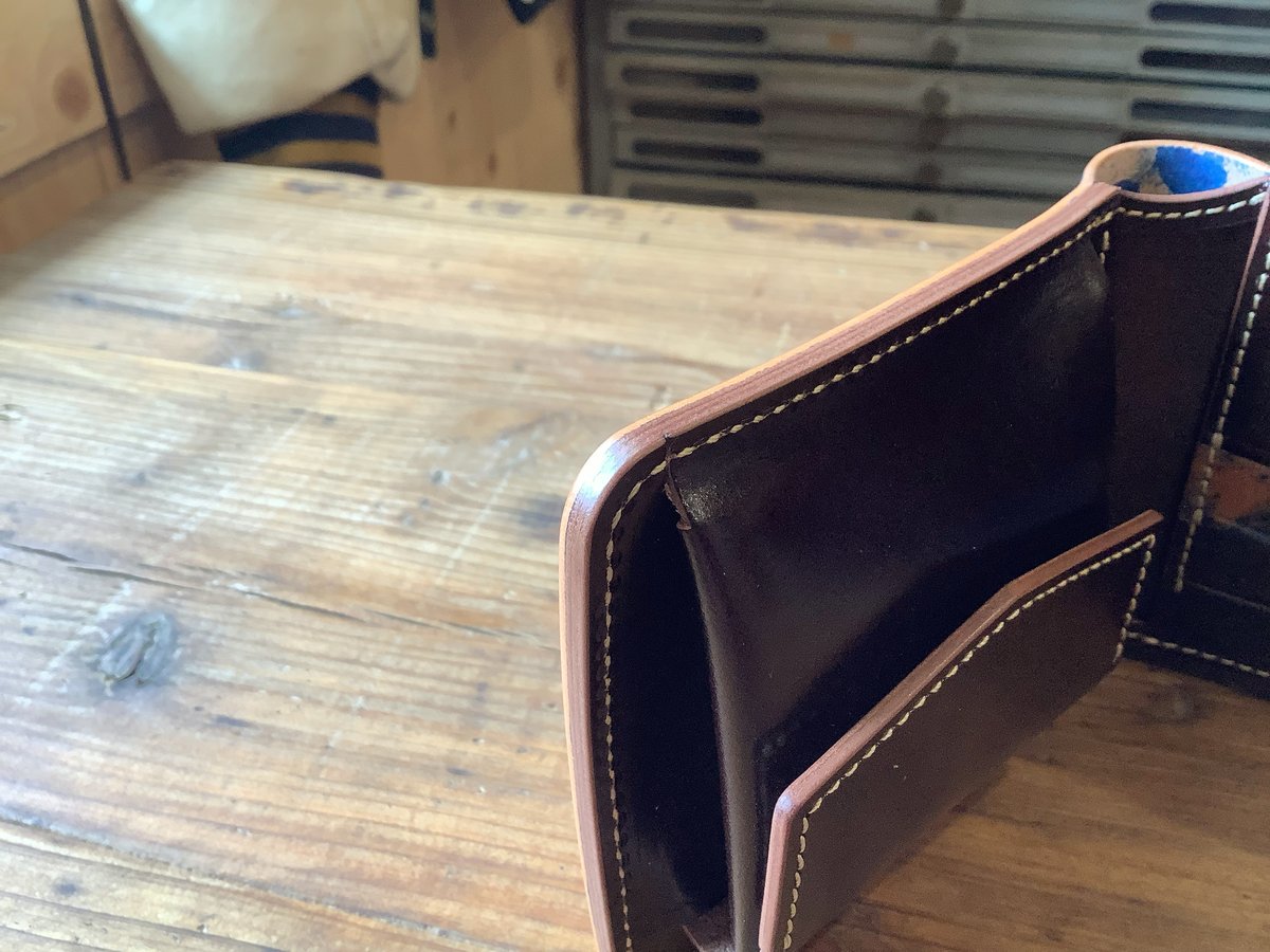 ロカドコードバンブルー×ルガトショルダー ダークブラウン 二つ折り