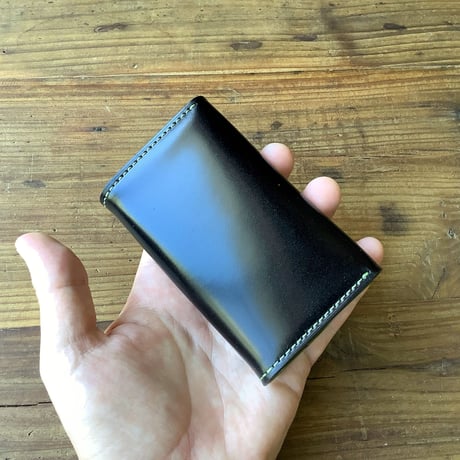 オイルコードバン黒×オリーブコードバン  名刺入れ