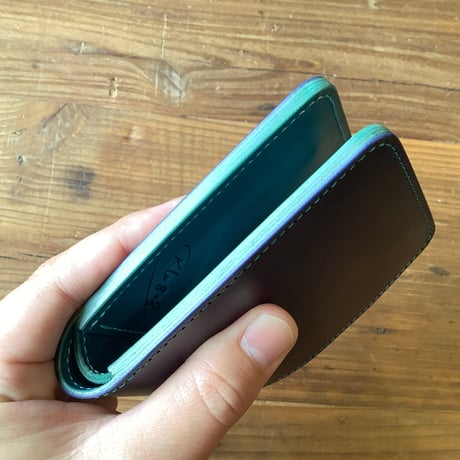 ルガトショルダーネイビー＆琉球ブルー  二つ折り財布  小銭入れあり