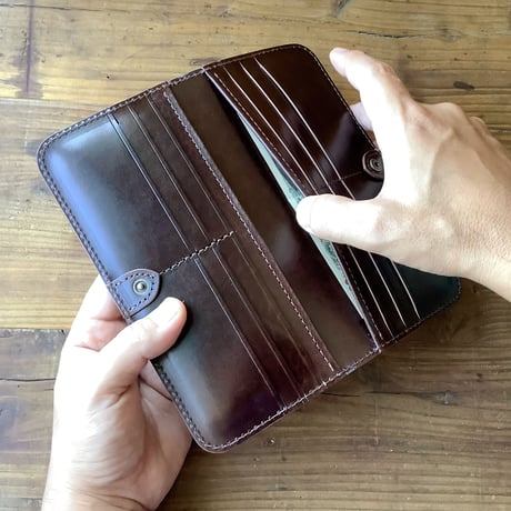 ルガトショルダーネイビー　長財布　小銭入れ無し  カードウォレット