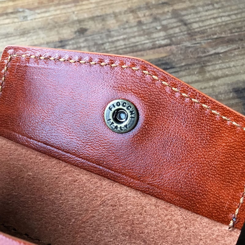 二つ折り財布　オイルコードバン　ハンドメイド オイルコードバン黒×ルガトショルダー黒 二つ折り財布 小銭入れ