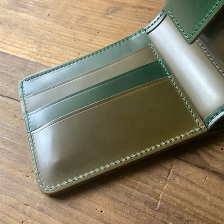 フルコードバン 二つ折り財布 小銭入れあり  グリーン×オリーブ