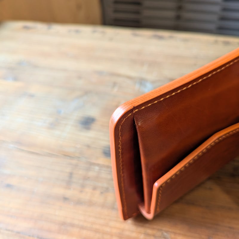 ルガトショルダー橙 オレンジ 二つ折り財布 小銭入れあり | keywest828
