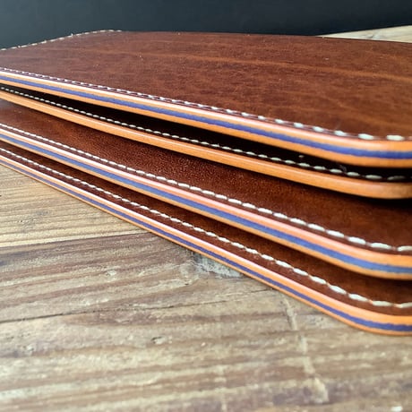 ルガトショルダーブラウン×ネイビー　 長財布 小銭入れあり