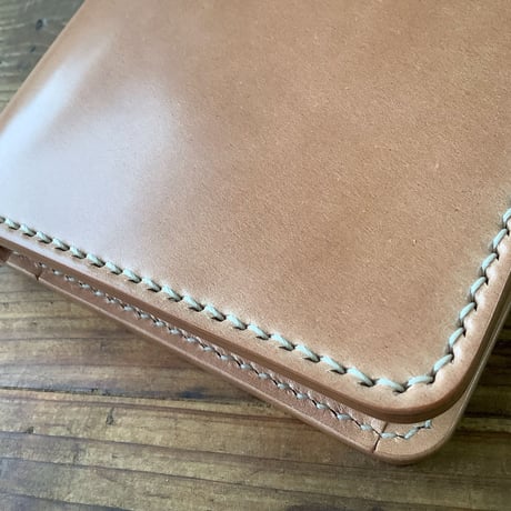 ナチュラルコードバン×栃木レザー 二つ折り財布 小銭入れあり