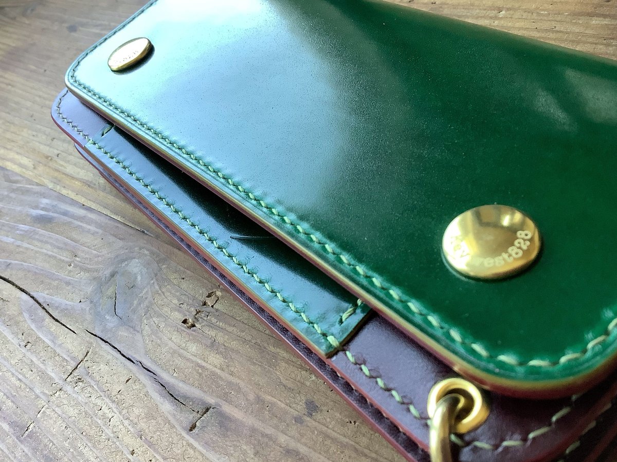 131ロングトラッカーウォレット イタリアンレザーTEXAS【グリーン】