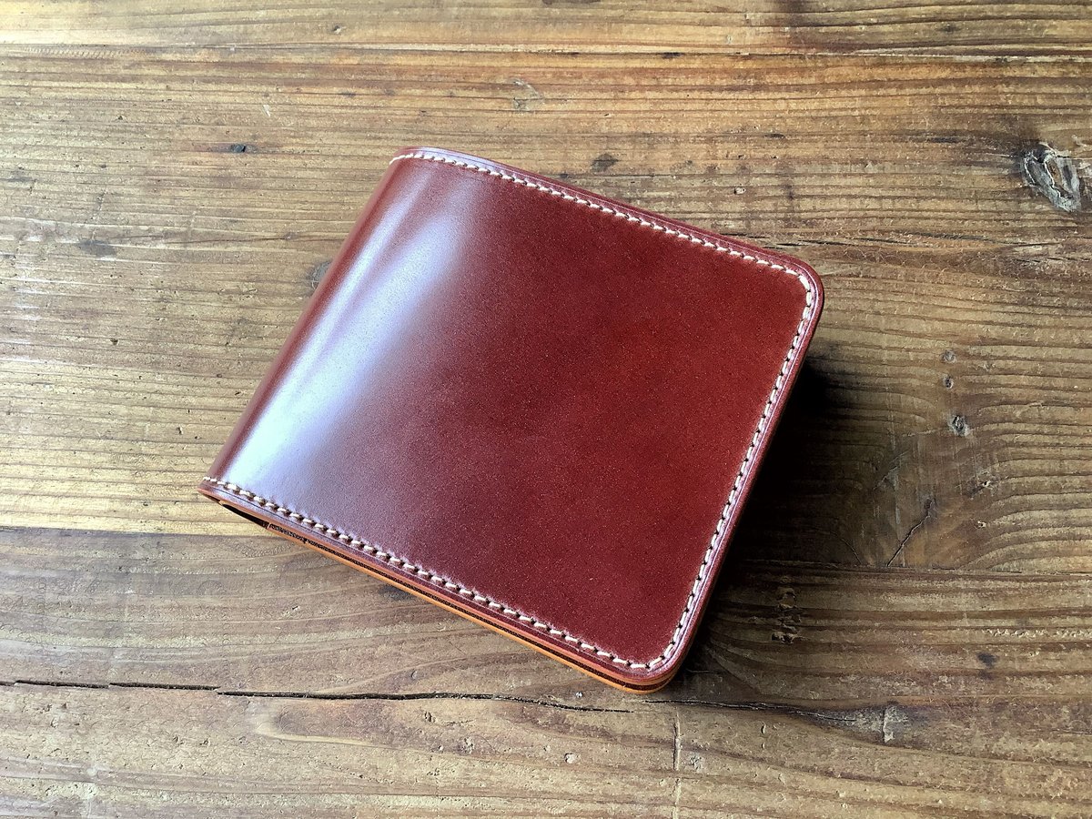オイルコードバンレッドブラウン×ルガトショルダーブラウン 二つ折り