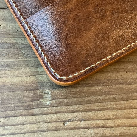 オイルコードバンブラウン×ルガトショルダーブラウン　二つ折り財布 小銭入れなし