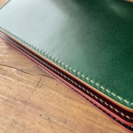 オイルコードバングリーン×ルガトショルダーワイン×オイルコードバンオリーブ 長財布 小銭入れあり