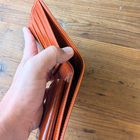 ルガトショルダー橙 オレンジ  二つ折り財布  小銭入れあり