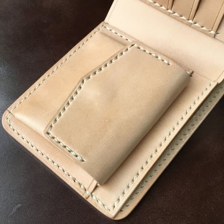 ナチュラルコードバン×栃木レザー 二つ折り財布 小銭入れあり