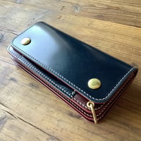 ネイビーオイルコードバン×ルガトショルダーワイン トラッカーウォレット