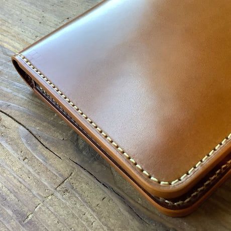 オイルコードバンブラウン×ルガトショルダーブラウン　二つ折り財布 小銭入れなし