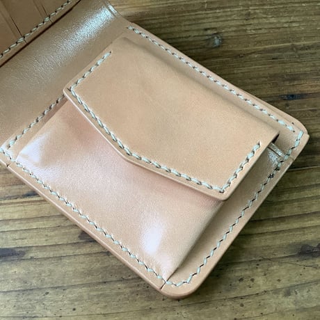 ナチュラルコードバン×栃木レザー 二つ折り財布 小銭入れあり