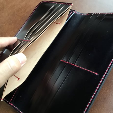 コードバン黒 長財布 小銭入れなし