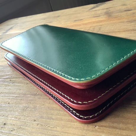 オイルコードバングリーン×ルガトショルダーワイン×オイルコードバンオリーブ 長財布 小銭入れあり