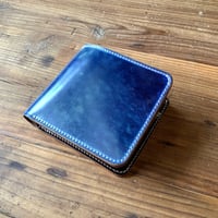 ロカドコードバンブルー×ルガトショルダー　ダークブラウン 二つ折り財布 小銭入れあり