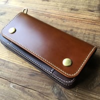 オイルコードバンコニャック×チョコ色牛革 トラッカーウォレット