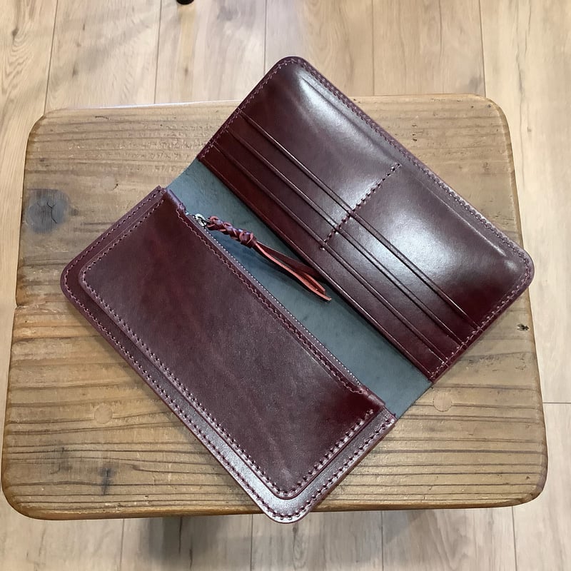 黒革×ルガトショルダーワイン 長財布 小銭入れあり | keywest828