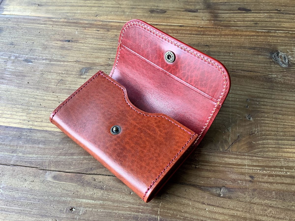 ルガトショルダーオレンジ×ルガトショルダー赤 名刺入れ