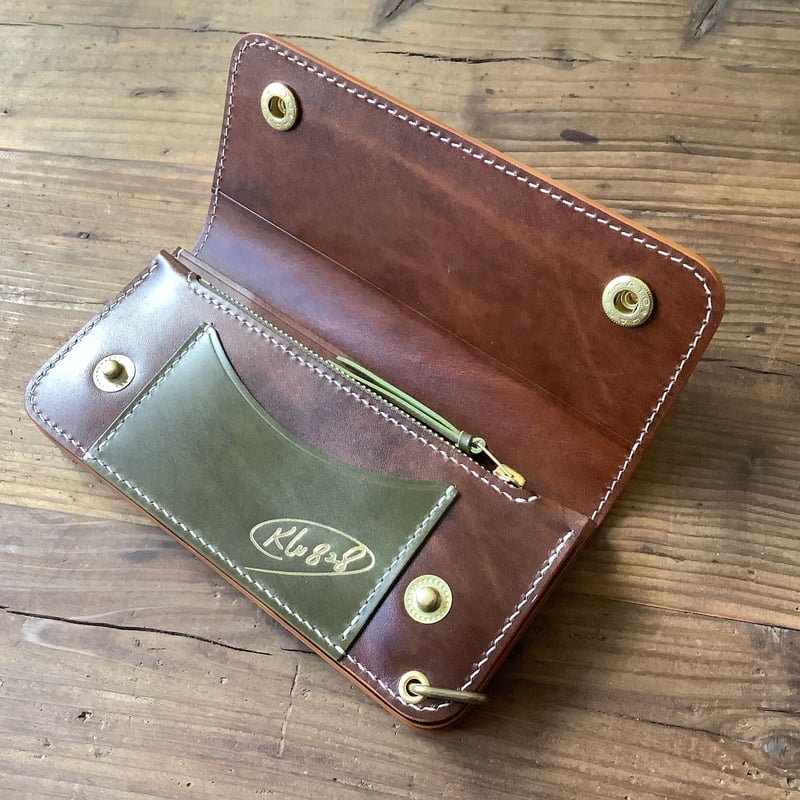 オリーブコードバン×ルガトショルダーブラウン トラッカーウォレット