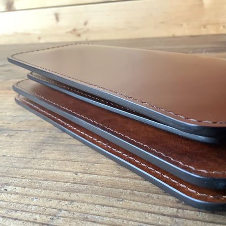 コードバンブラウン×ルガトショルダーブラウン 長財布 小銭入れあり