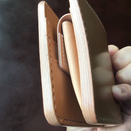二つ折り財布  小銭入れあり ナチュラルコードバン×昭南皮革多脂ベンズ