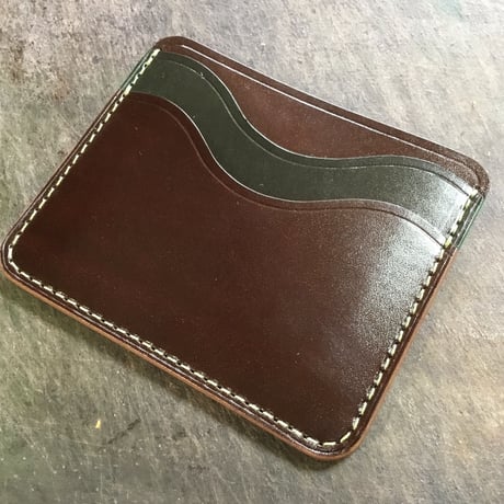 ルガトショルダーグリーン&ブラウン カードケース カード入れ