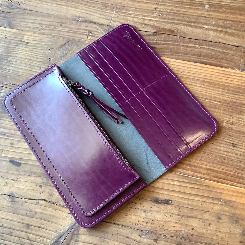 皇居限定 長財布 牛革製 レザー バーガンディ 未使用 紫 皇居限定 長