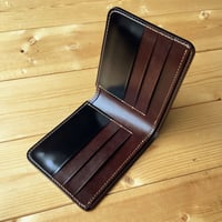 ブラウンコードバン×チョコ革&黒コードバン 二つ折り財布 小銭入れ無し