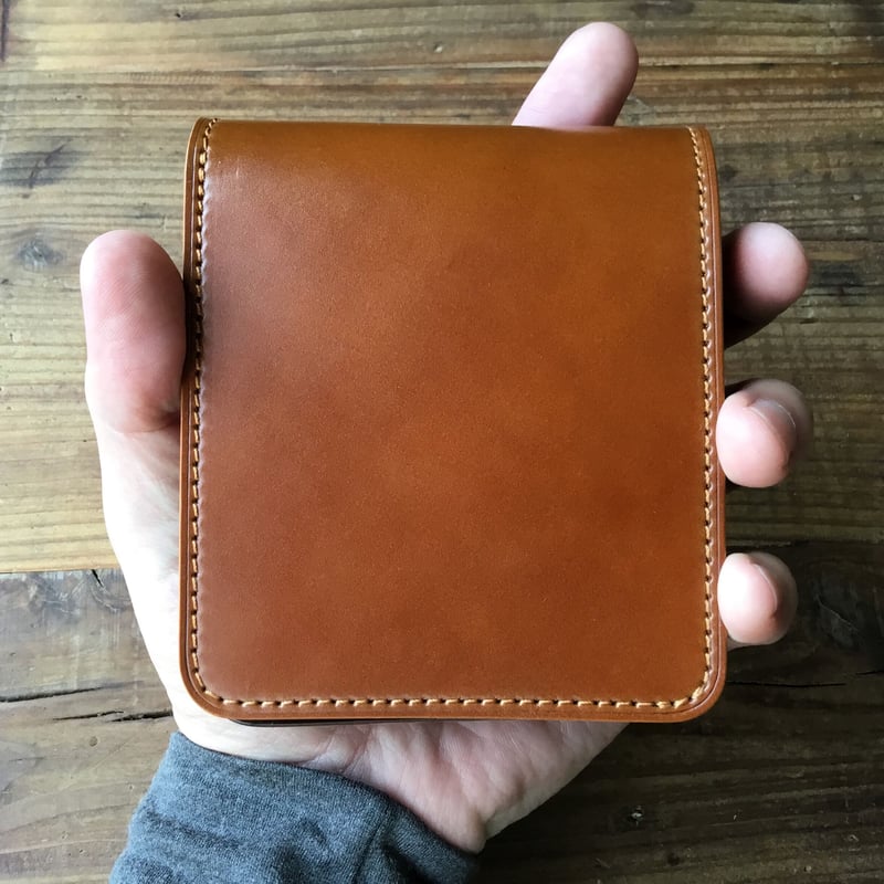 オイルコードバンブラウン×チョコ色牛革 二つ折り財布 小銭入れ