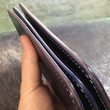 ルガトショルダーネイビー&ブラウン 長財布 小銭入れあり
