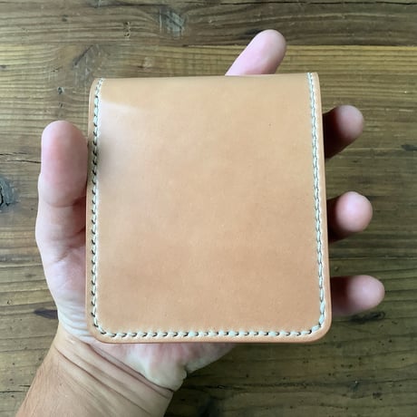 ナチュラルコードバン×栃木レザー 二つ折り財布 小銭入れあり