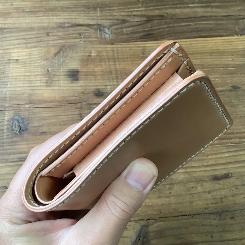 ナチュラルコードバン×栃木レザー 二つ折り財布 小銭入れあり | keywest828