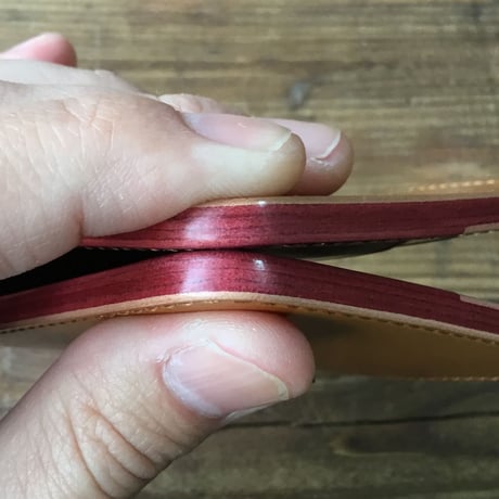 ライトブラウンコードバン×ルガトショルダーワイン 二つ折り財布 小銭入れなし