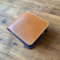 オイルコードバンブラウン×ルガトショルダーネイビー　　二つ折り財布　小銭入れあり