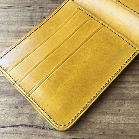 ルガトショルダーグリーン×ルガトショルダーイエロー 二つ折り財布 小銭入れなし