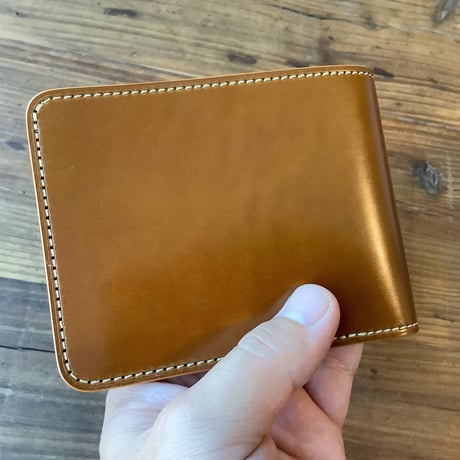 オイルコードバンブラウン×ルガトショルダーブラウン　二つ折り財布 小銭入れなし