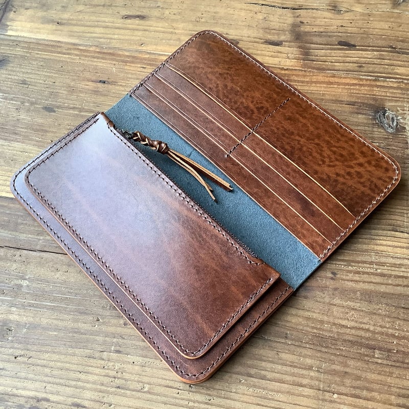 黒革×ルガトショルダーブラウン 長財布 小銭入れあり | keywest828
