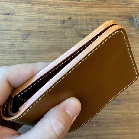 オイルコードバンブラウン×ルガトショルダーブラウン　二つ折り財布 小銭入れなし