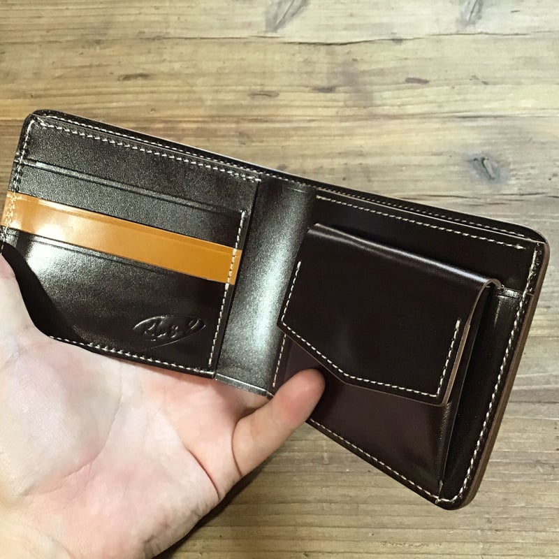 ライトブラウンコードバン×ルガトショルダーブラウン 二つ折り財布