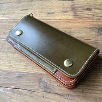 オリーブコードバン×ルガトショルダーブラウン トラッカーウォレット
