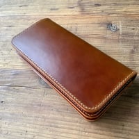 オイルコードバンブラウン×ルガトショルダーブラウン 長財布 小銭入れあり