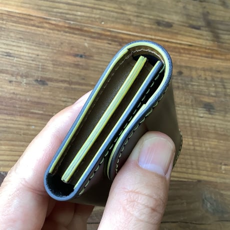 オイルコードバン黒×オリーブコードバン  名刺入れ