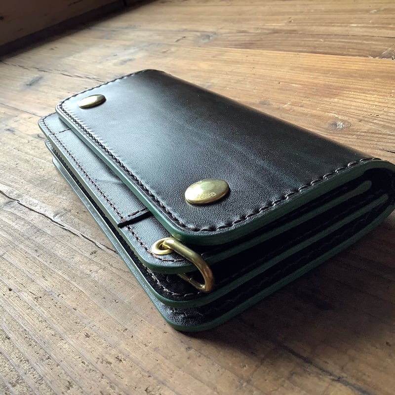 ルガトショルダーグリーン トラッカーウォレット 表革ロングタイプ